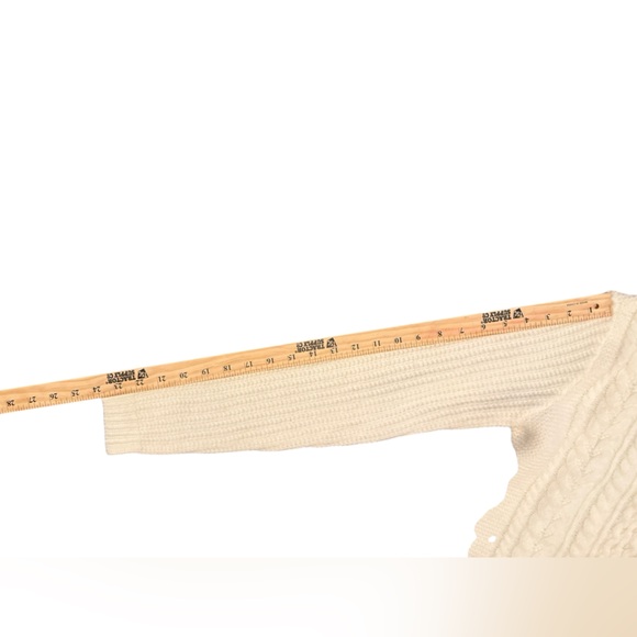Loft Cable chunky Knit Cropped Sweater Nylon Acrylic Wool Mock Neck White S NWT - Picture 8 of 9